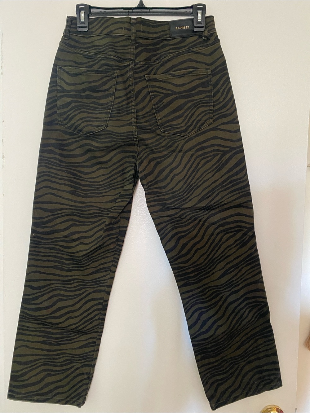 Express Olive Green Zebra Print High-Rise Jeans - Picture 3 of 4